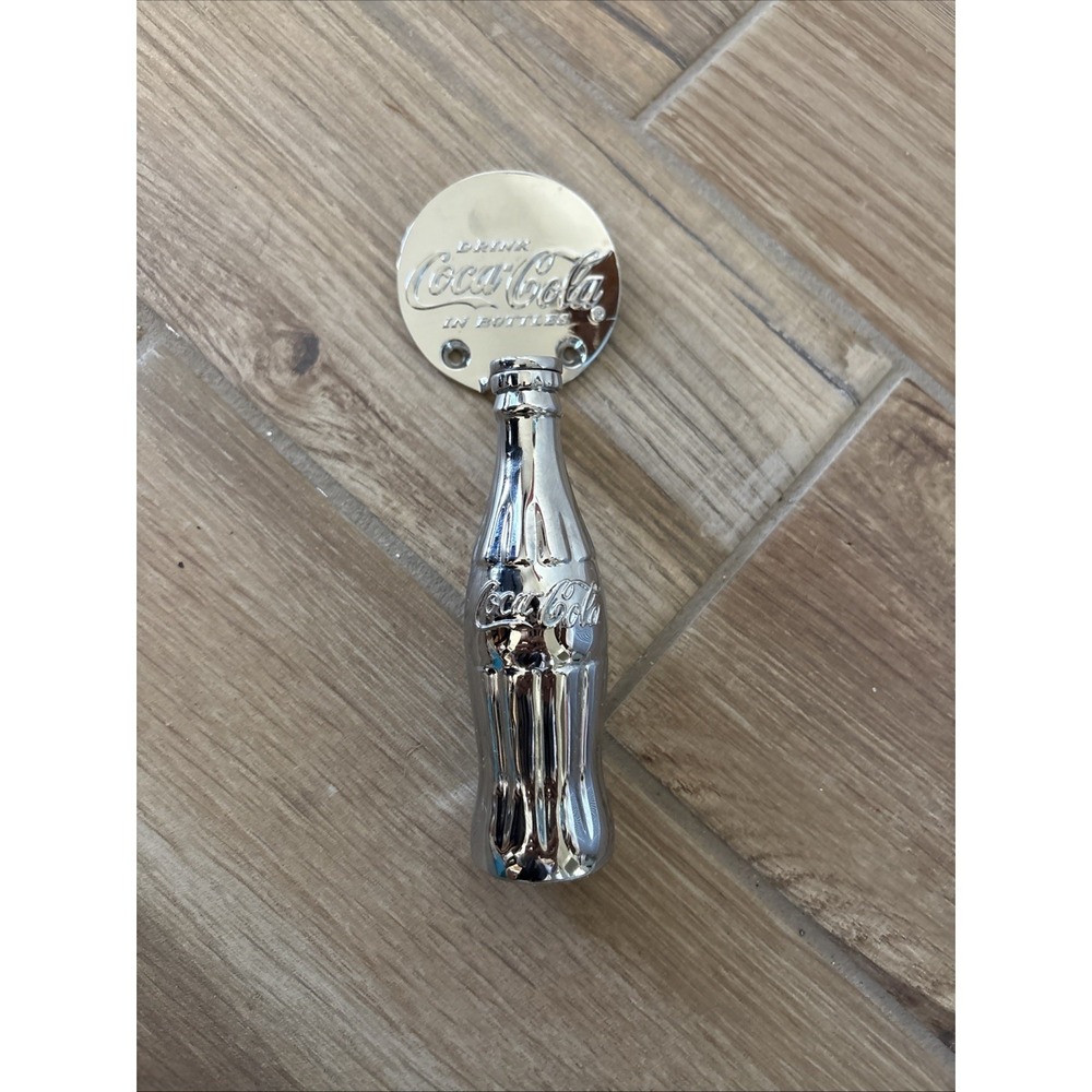 1997 Coca-Cola Bottle Opener Door Pull - Chrome Plated Metal 2 5/8 X 8 1/2 A14